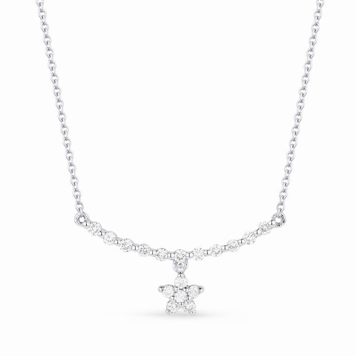 Beautiful Hand Crafted 14K White Gold White Diamond Milano Collection Necklace