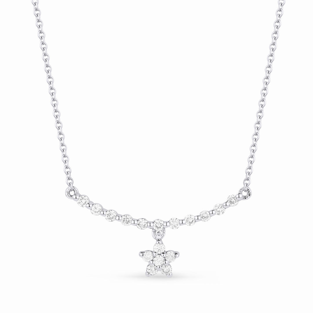 Beautiful Hand Crafted 14K White Gold White Diamond Milano Collection Necklace