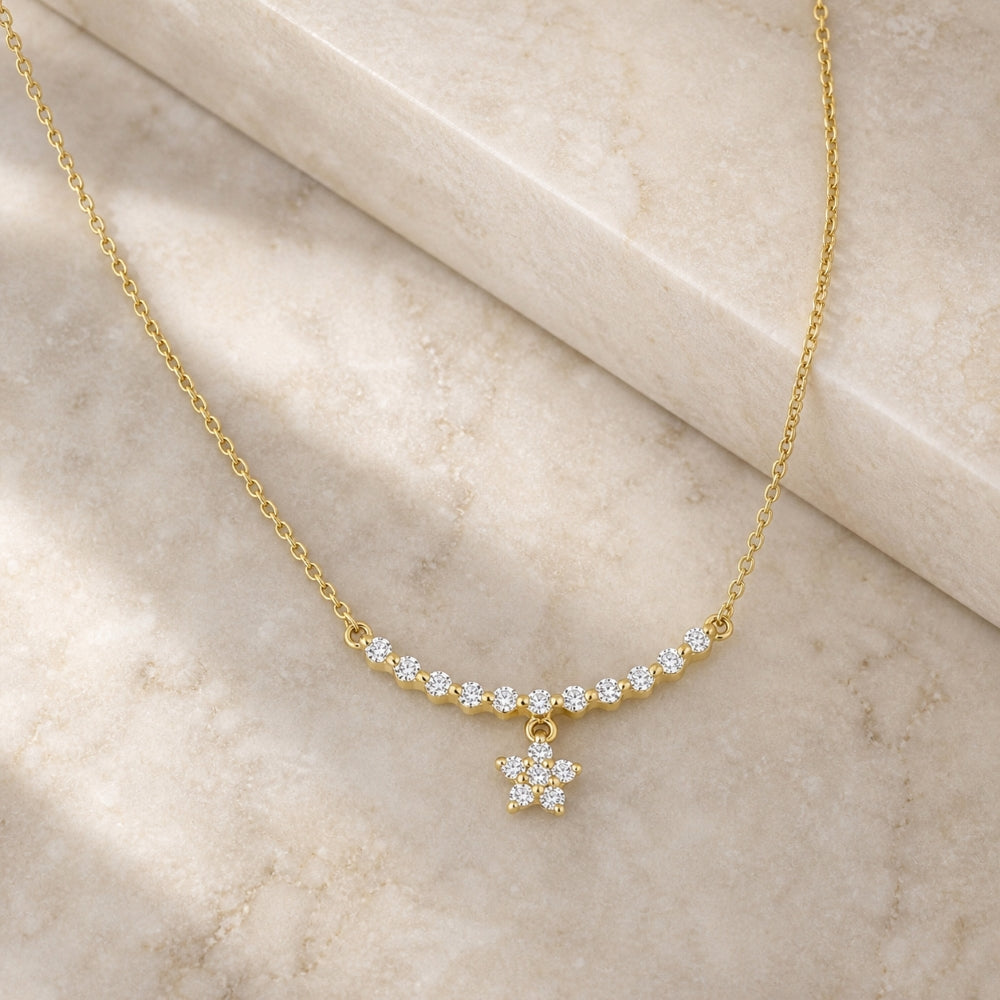 N1022 - 14K Gold Diamond Bar Necklace