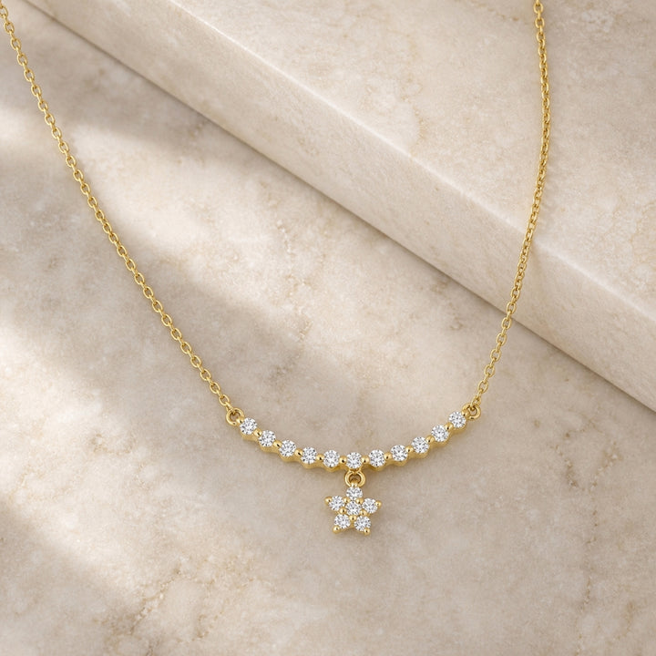 N1022 - 14K Gold Diamond Bar Necklace