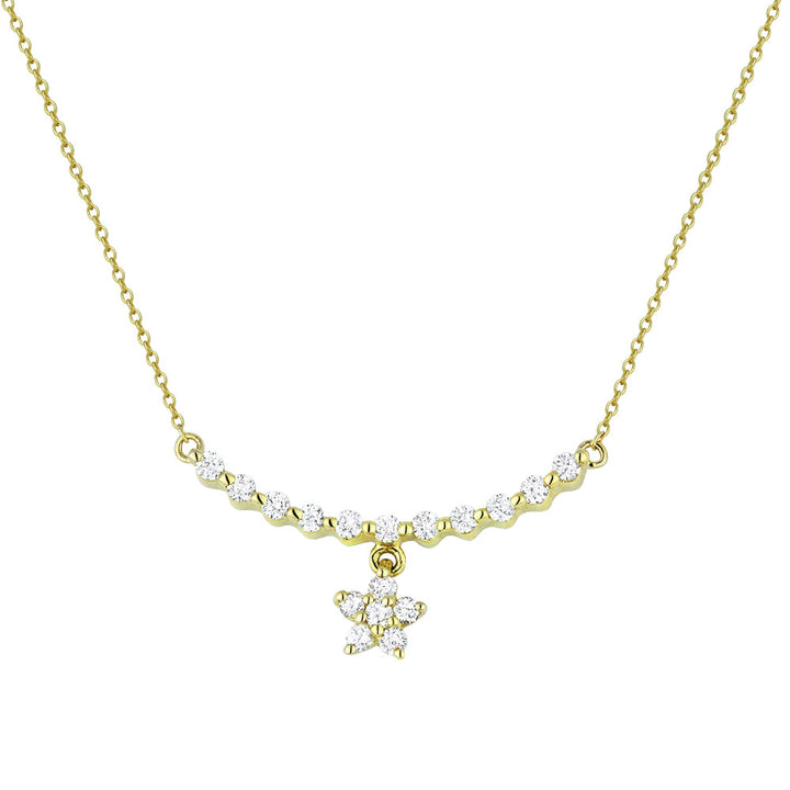 Beautiful Hand Crafted 14K Yellow Gold White Diamond Milano Collection Necklace