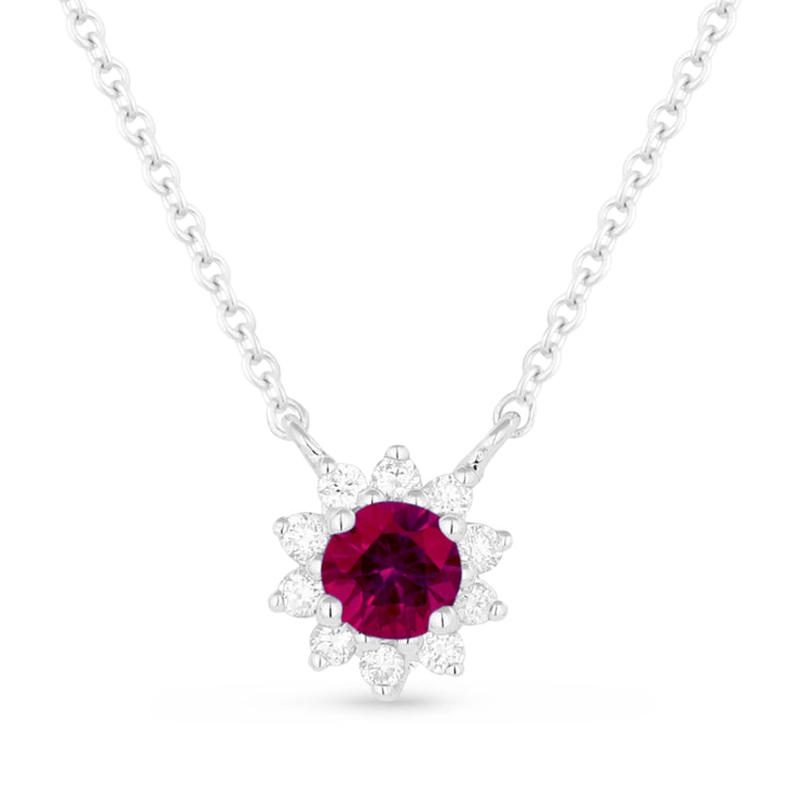 Beautiful Hand Crafted 14K White Gold  Ruby And Diamond Arianna Collection Necklace