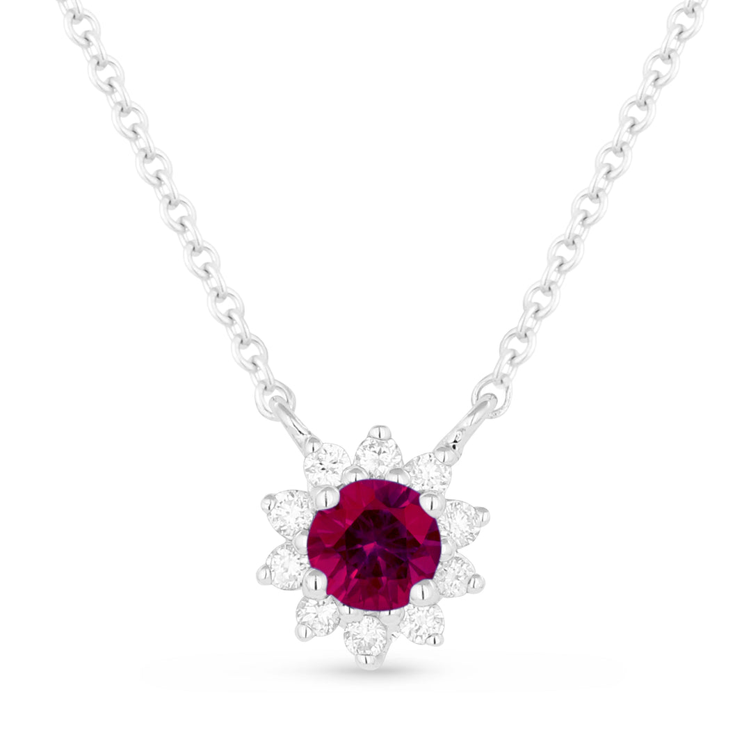 Beautiful Hand Crafted 14K White Gold  Ruby And Diamond Arianna Collection Necklace