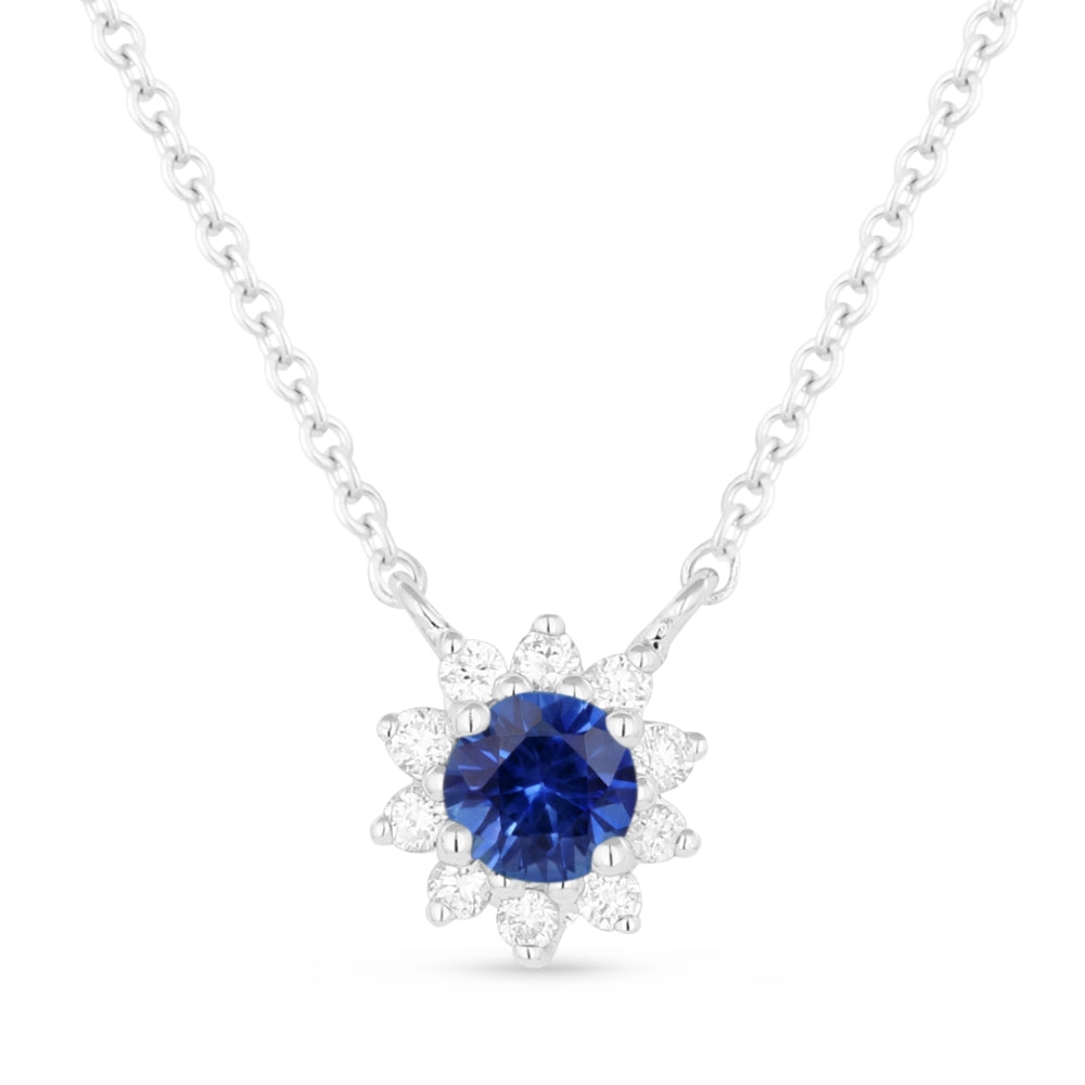 Beautiful Hand Crafted 14K White Gold  Sapphire And Diamond Arianna Collection Necklace