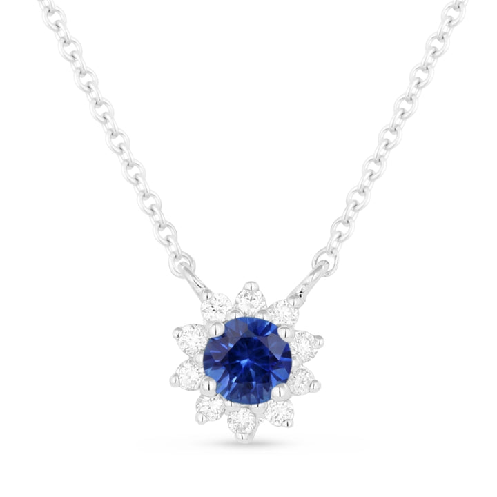 Beautiful Hand Crafted 14K White Gold  Sapphire And Diamond Arianna Collection Necklace