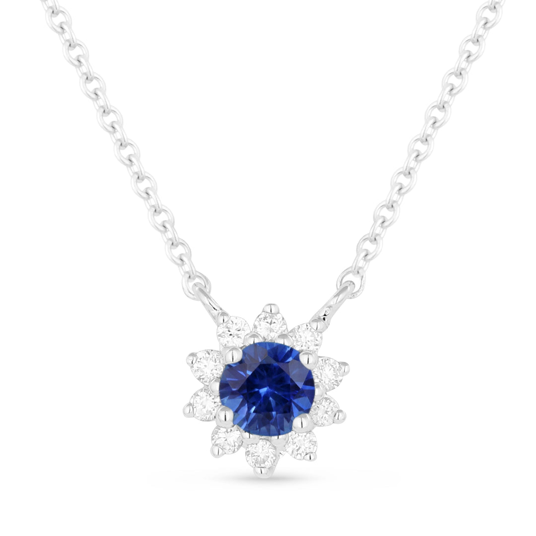 Beautiful Hand Crafted 14K White Gold  Sapphire And Diamond Arianna Collection Necklace