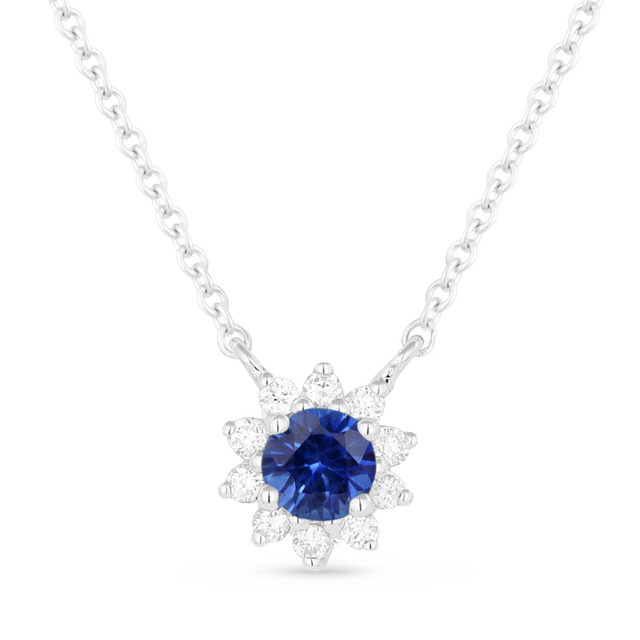 Beautiful Hand Crafted 14K White Gold  Sapphire And Diamond Arianna Collection Necklace