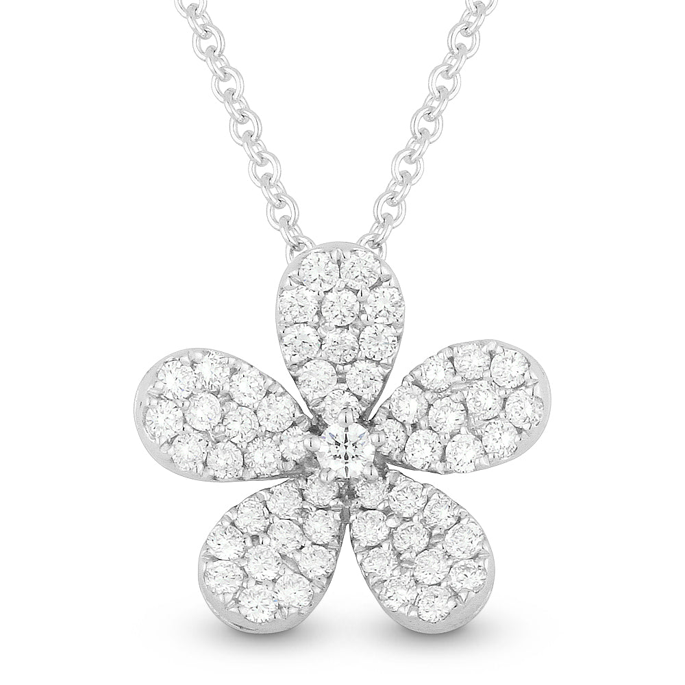 Beautiful Hand Crafted 14K White Gold White Diamond Milano Collection Pendant