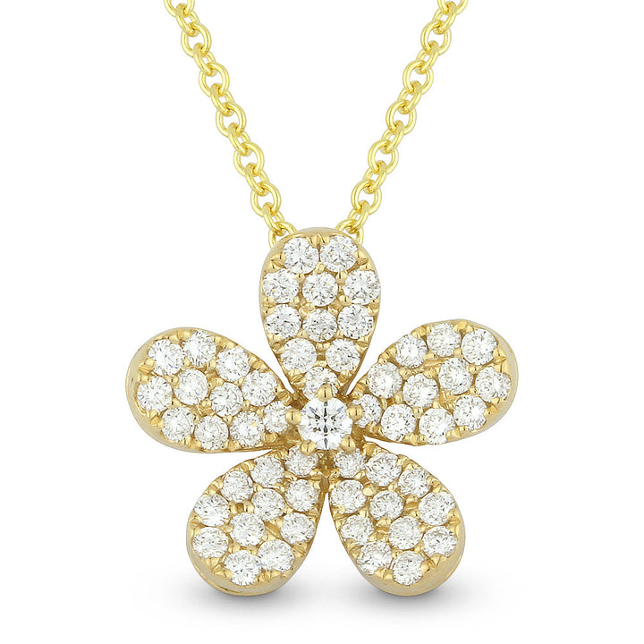 Beautiful Hand Crafted 14K Yellow Gold White Diamond Milano Collection Pendant