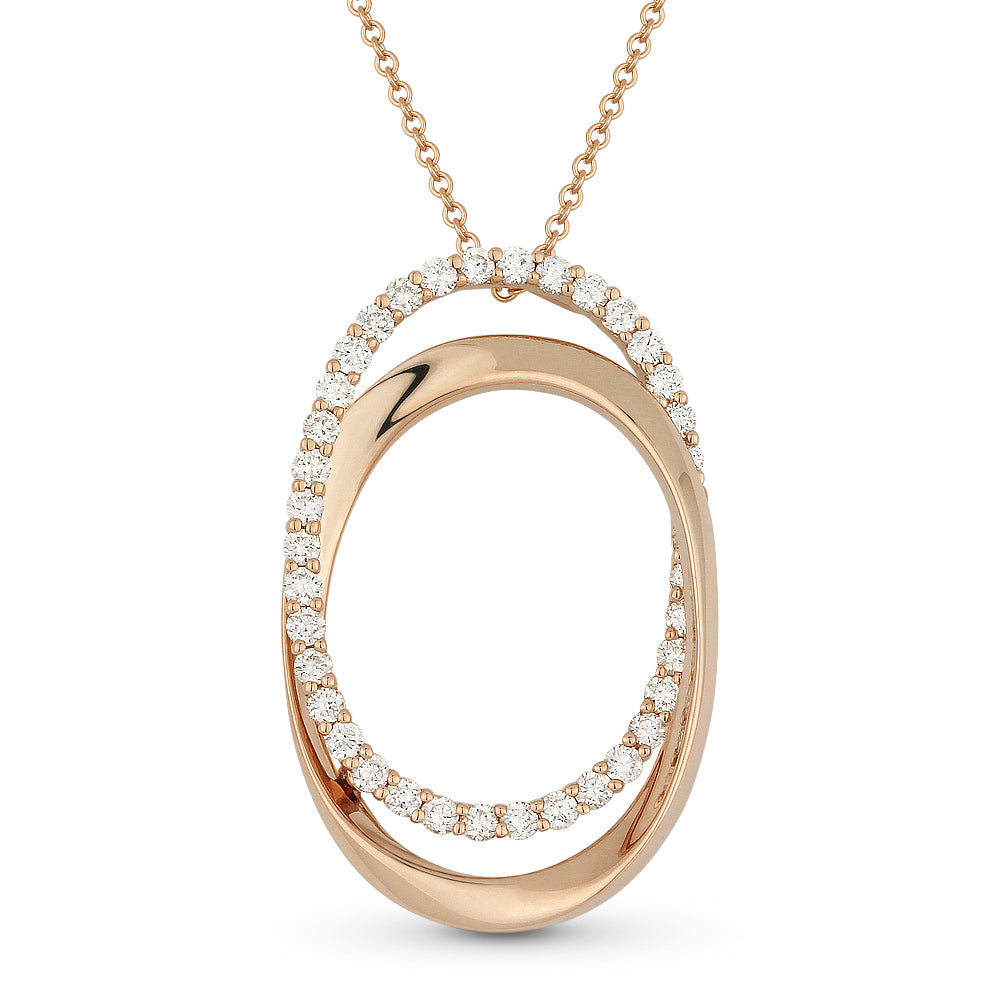 Beautiful Hand Crafted 14K Rose Gold White Diamond Milano Collection Pendant