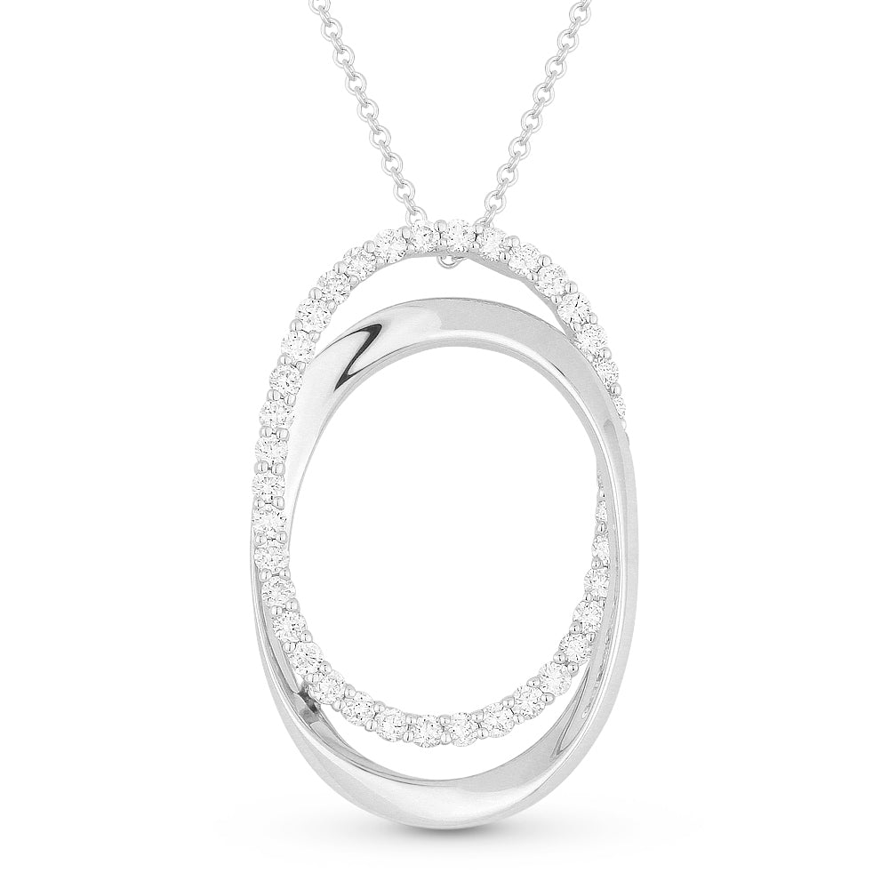 Beautiful Hand Crafted 14K White Gold White Diamond Milano Collection Pendant