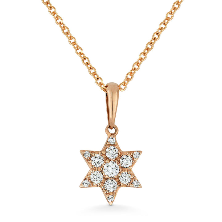 Beautiful Hand Crafted 14K Rose Gold White Diamond Religious Collection Pendant