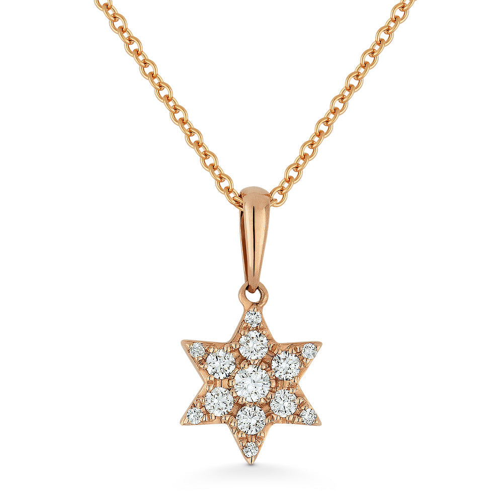 Beautiful Hand Crafted 14K Rose Gold White Diamond Religious Collection Pendant