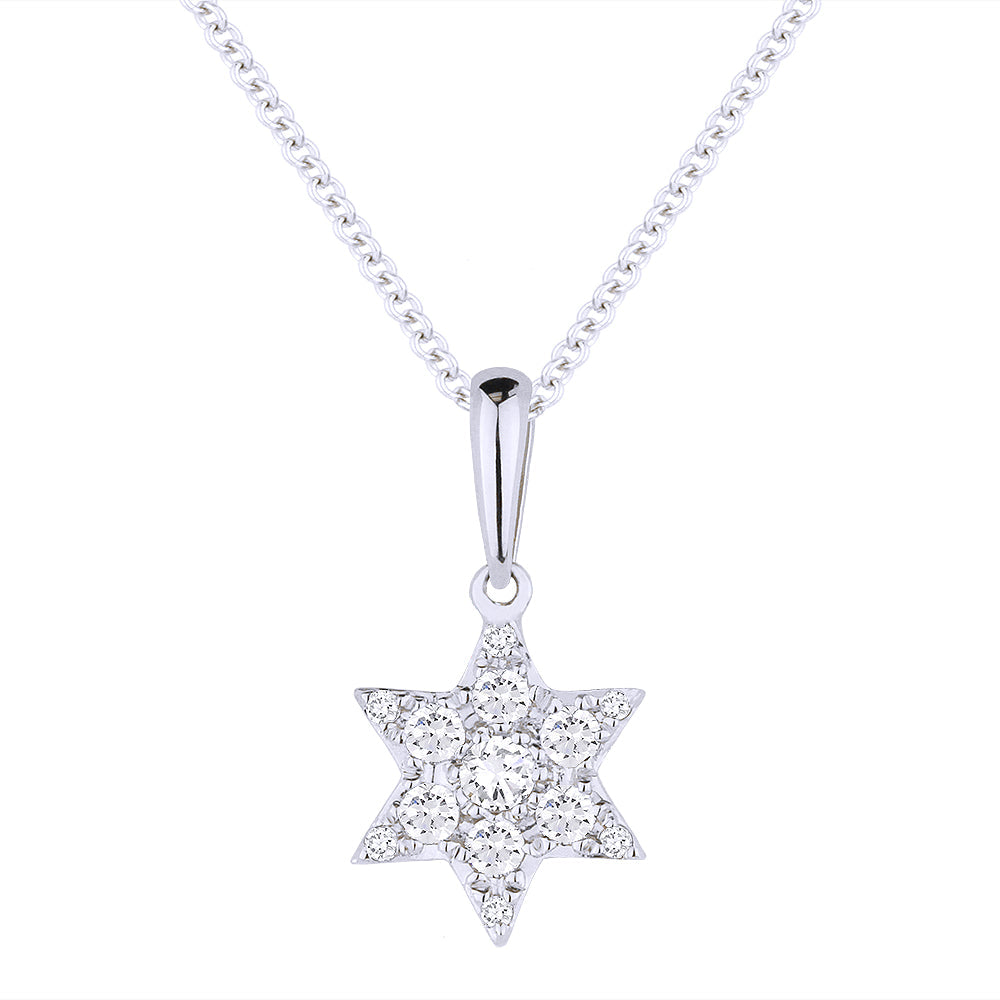 Beautiful Hand Crafted 14K White Gold White Diamond Religious Collection Pendant