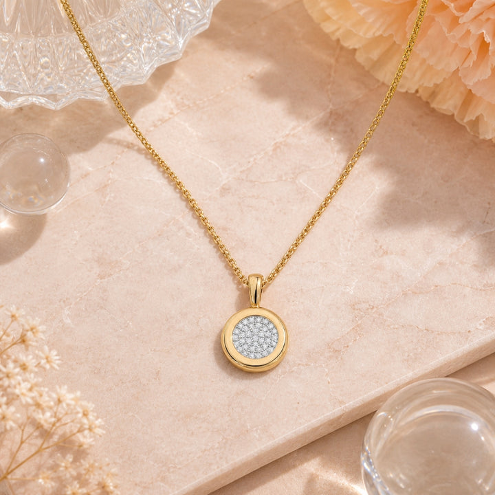 N1034 - 14K Rose Gold Diamond Round Pendant