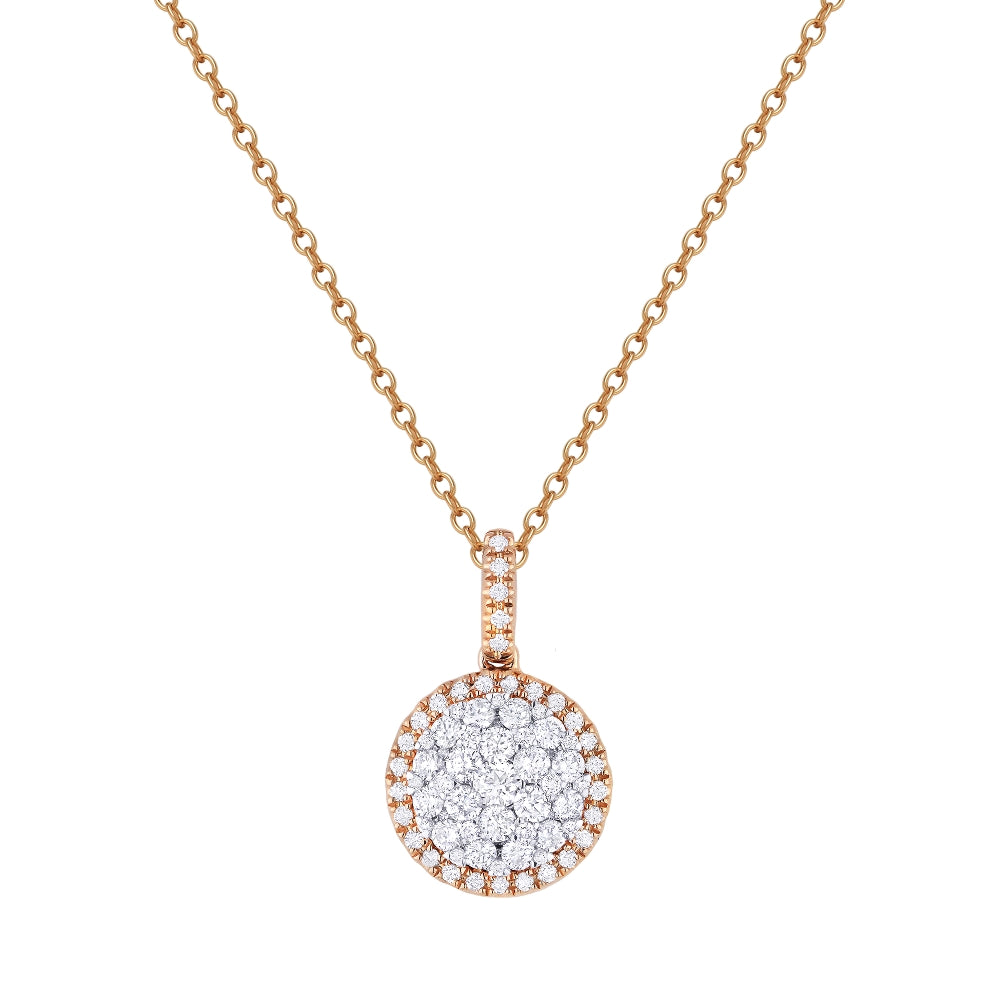 Beautiful Hand Crafted 14K Rose Gold White Diamond Lumina Collection Pendant