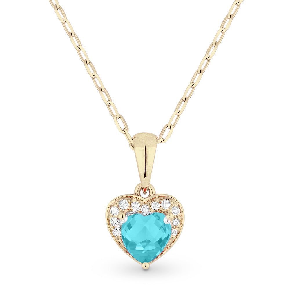 Beautiful Hand Crafted 14K Yellow Gold 5X5MM Created Tourmaline Paraiba And Diamond Essentials Collection Pendant