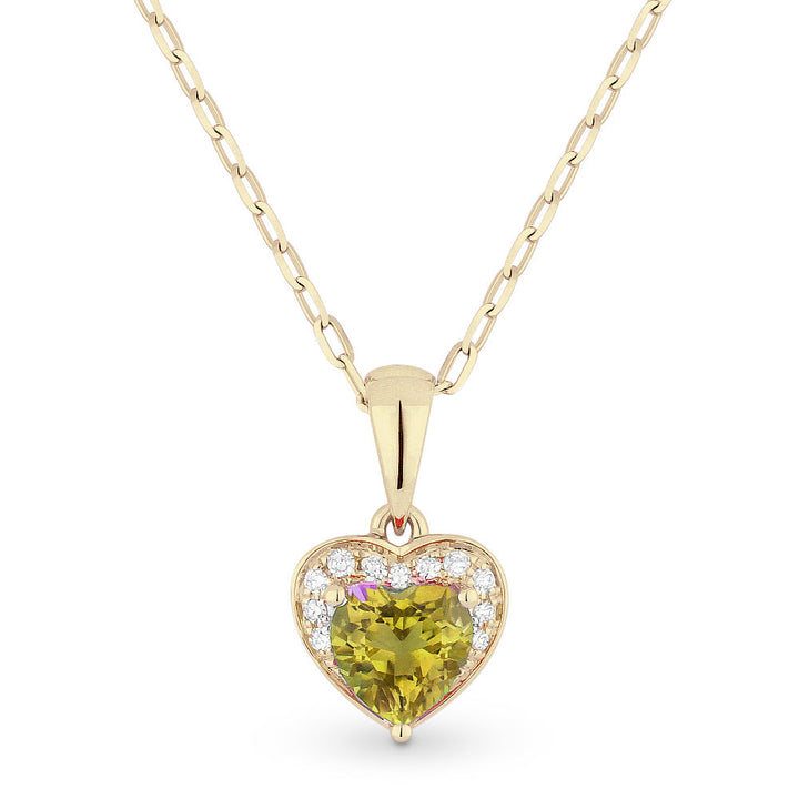 Beautiful Hand Crafted 14K Yellow Gold 5x5MM Citrine And Diamond Essentials Collection Pendant
