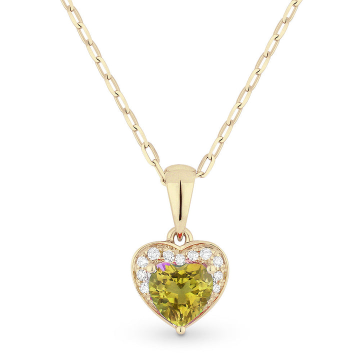 Beautiful Hand Crafted 14K Yellow Gold 5X5MM Citrine And Diamond Essentials Collection Pendant