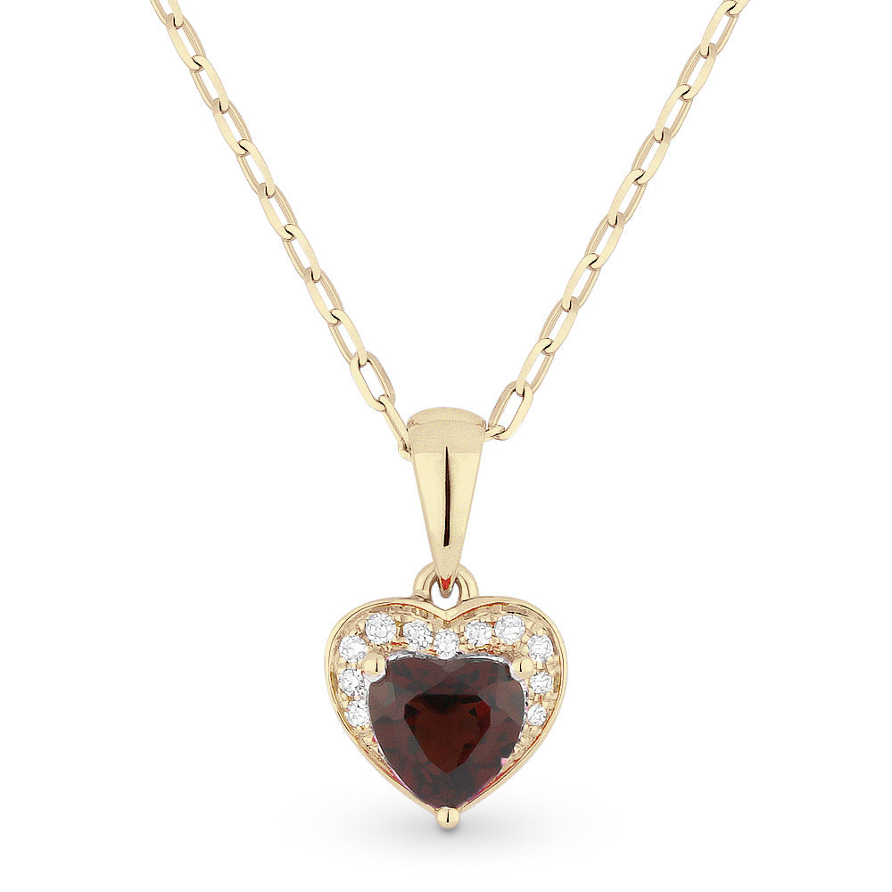 Beautiful Hand Crafted 14K Yellow Gold 5X5MM Garnet And Diamond Essentials Collection Pendant