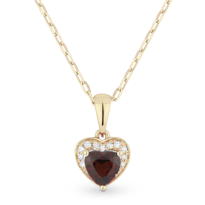 Beautiful Hand Crafted 14K Yellow Gold 5X5MM Garnet And Diamond Essentials Collection Pendant