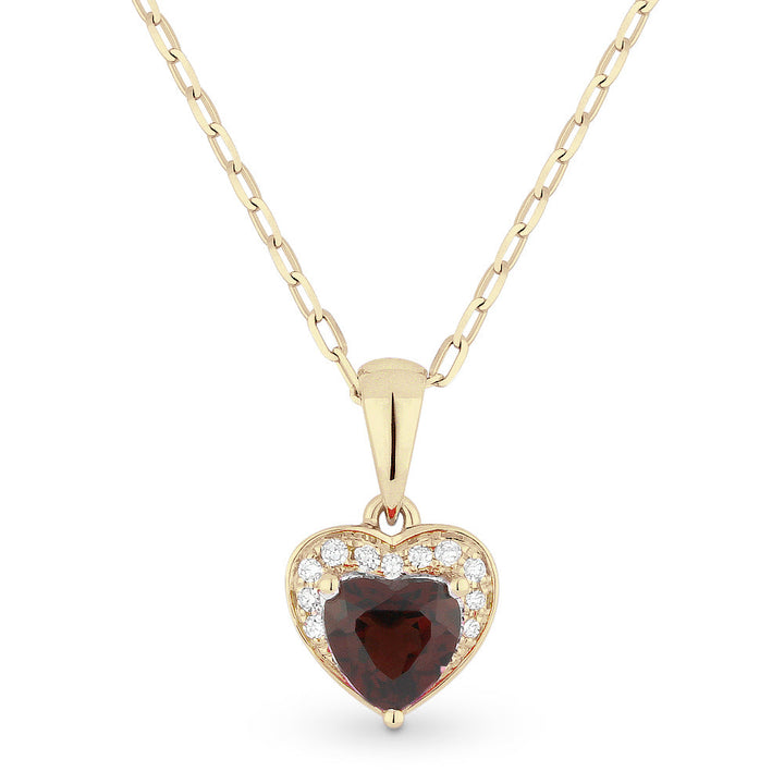 Beautiful Hand Crafted 14K Yellow Gold 5x5MM Garnet And Diamond Essentials Collection Pendant