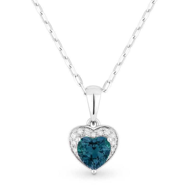 Beautiful Hand Crafted 14K White Gold 5X5MM London Blue Topaz And Diamond Essentials Collection Pendant