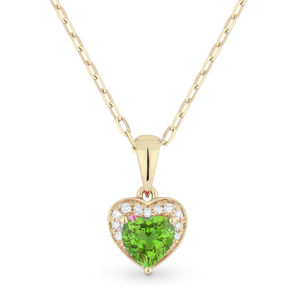 Beautiful Hand Crafted 14K Yellow Gold 5x5MM Peridot And Diamond Essentials Collection Pendant