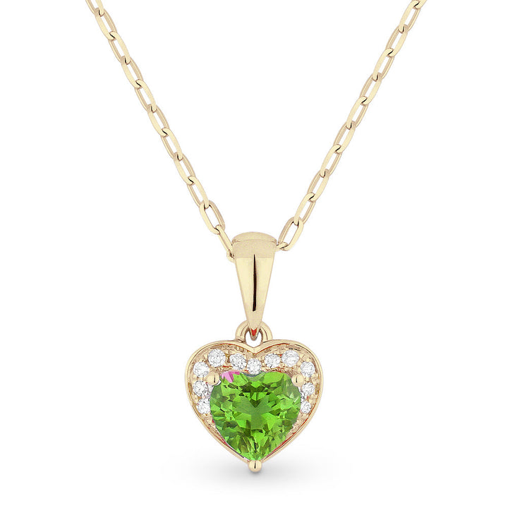 Beautiful Hand Crafted 14K Yellow Gold 5X5MM Peridot And Diamond Essentials Collection Pendant