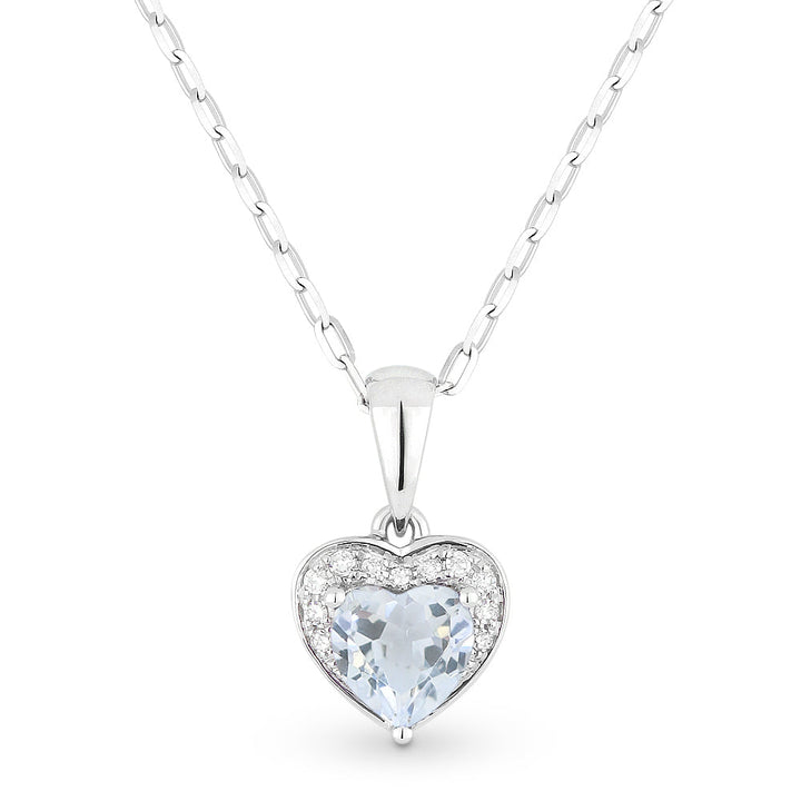 Beautiful Hand Crafted 14K White Gold 5x5MM White Topaz And Diamond Essentials Collection Pendant