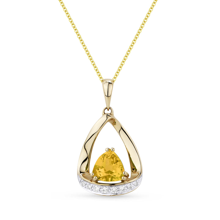 Beautiful Hand Crafted 14K Yellow Gold 6MM Citrine And Diamond Essentials Collection Pendant