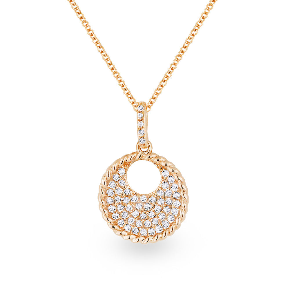 Beautiful Hand Crafted 14K Rose Gold White Diamond Milano Collection Pendant