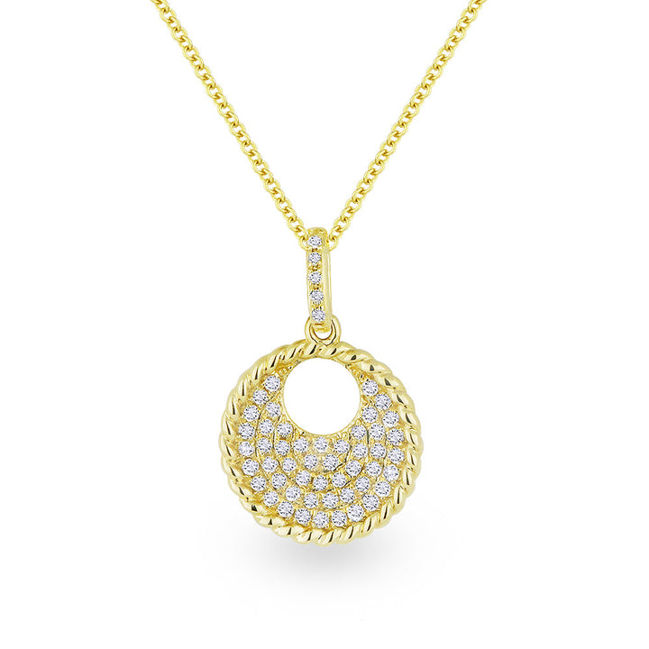 Beautiful Hand Crafted 14K Yellow Gold White Diamond Milano Collection Pendant