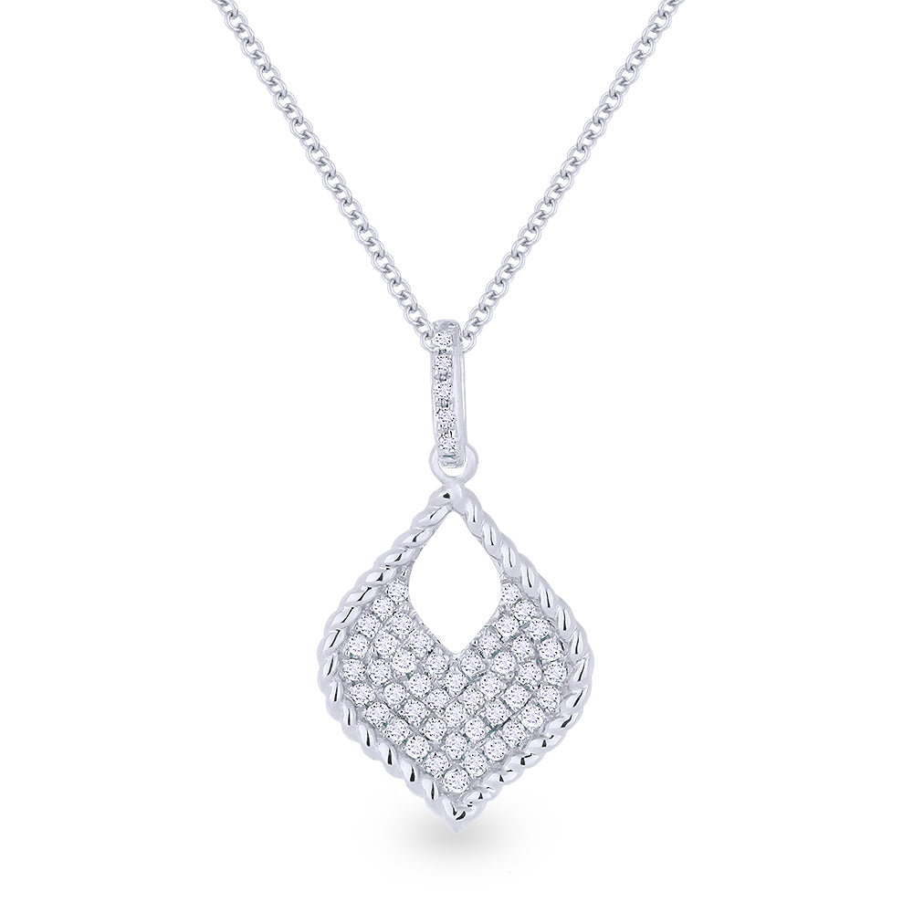 Beautiful Hand Crafted 14K White Gold White Diamond Milano Collection Pendant