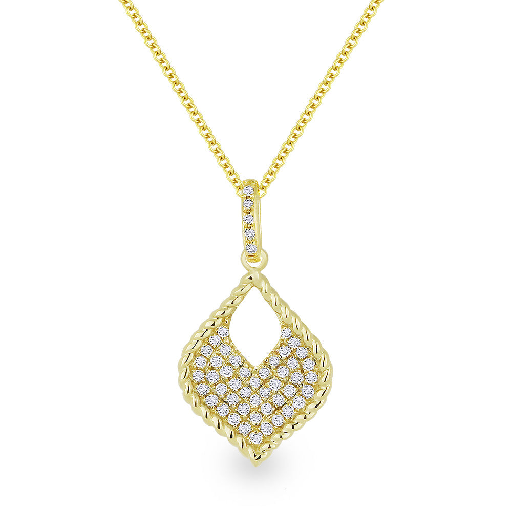 Beautiful Hand Crafted 14K Yellow Gold White Diamond Milano Collection Pendant