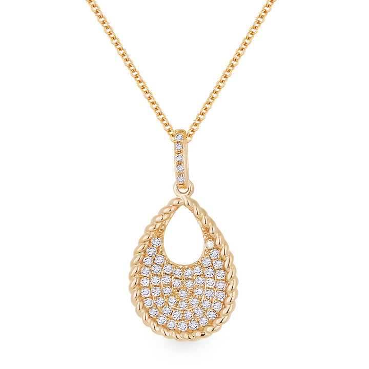 Beautiful Hand Crafted 14K Rose Gold White Diamond Milano Collection Pendant