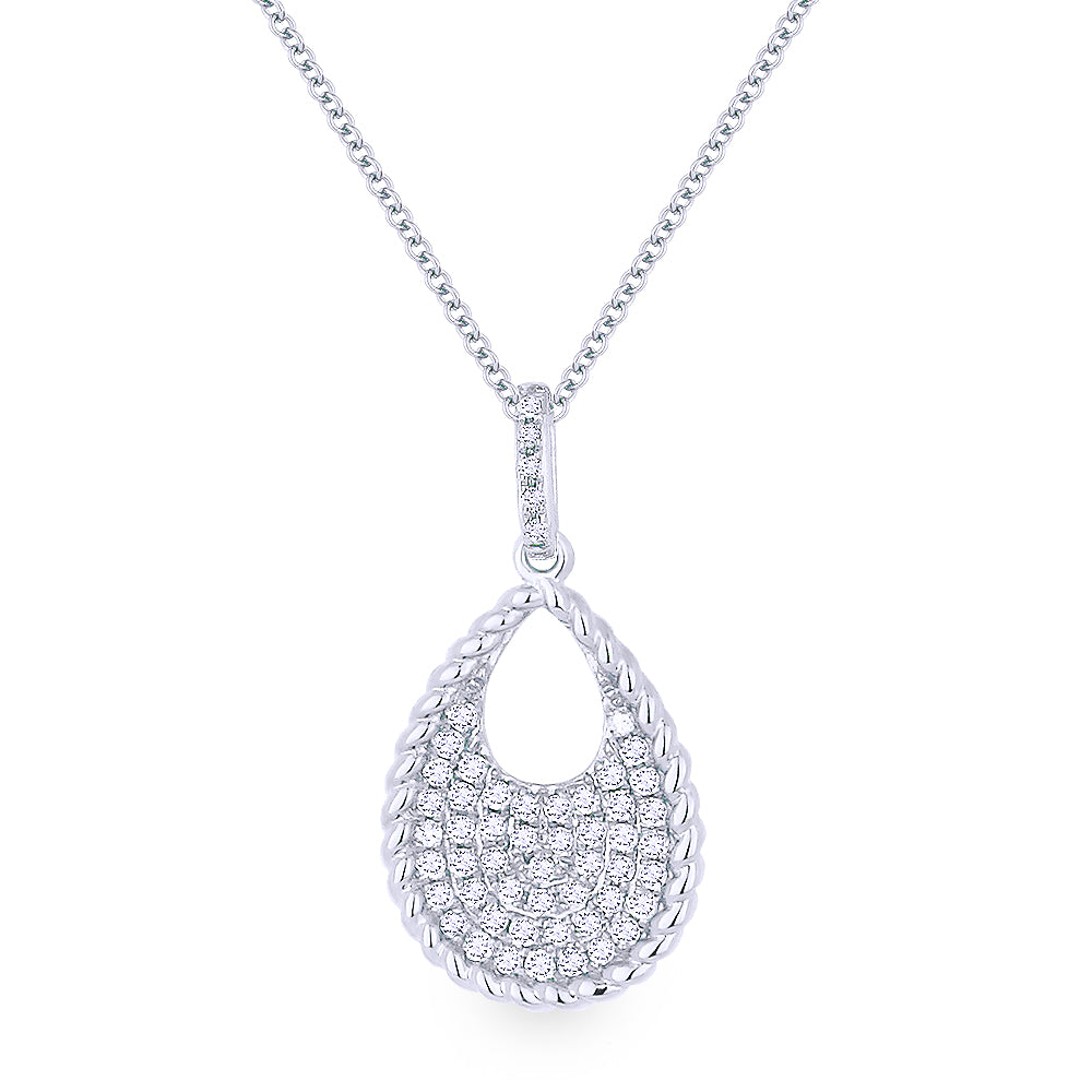 Beautiful Hand Crafted 14K White Gold White Diamond Milano Collection Pendant