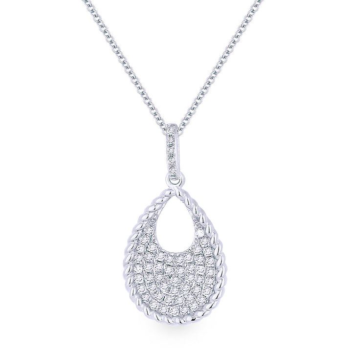 Beautiful Hand Crafted 14K White Gold White Diamond Milano Collection Pendant