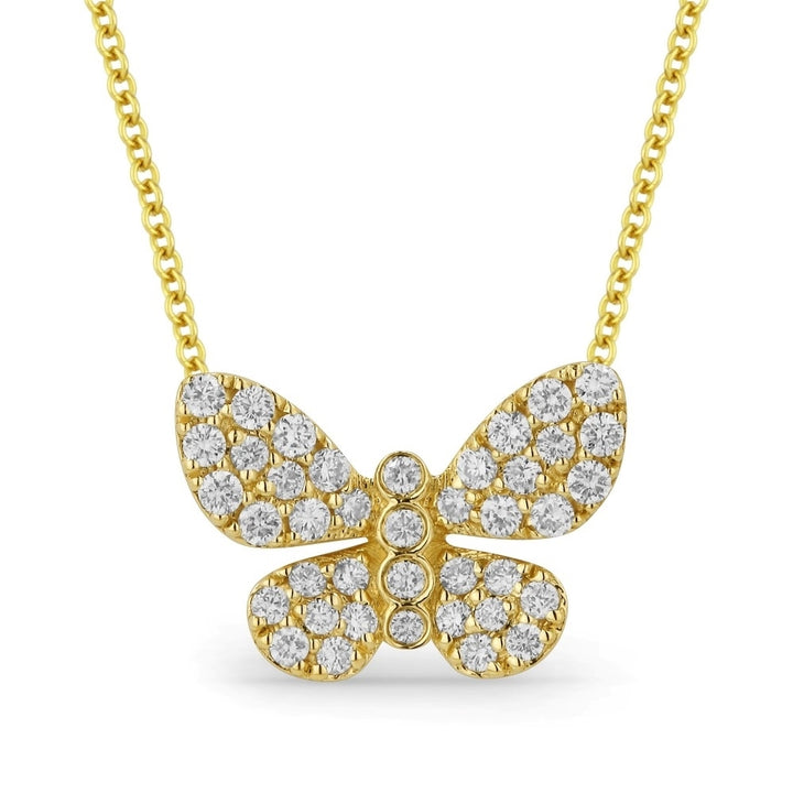 Beautiful Hand Crafted 14K Yellow Gold White Diamond Milano Collection Necklace