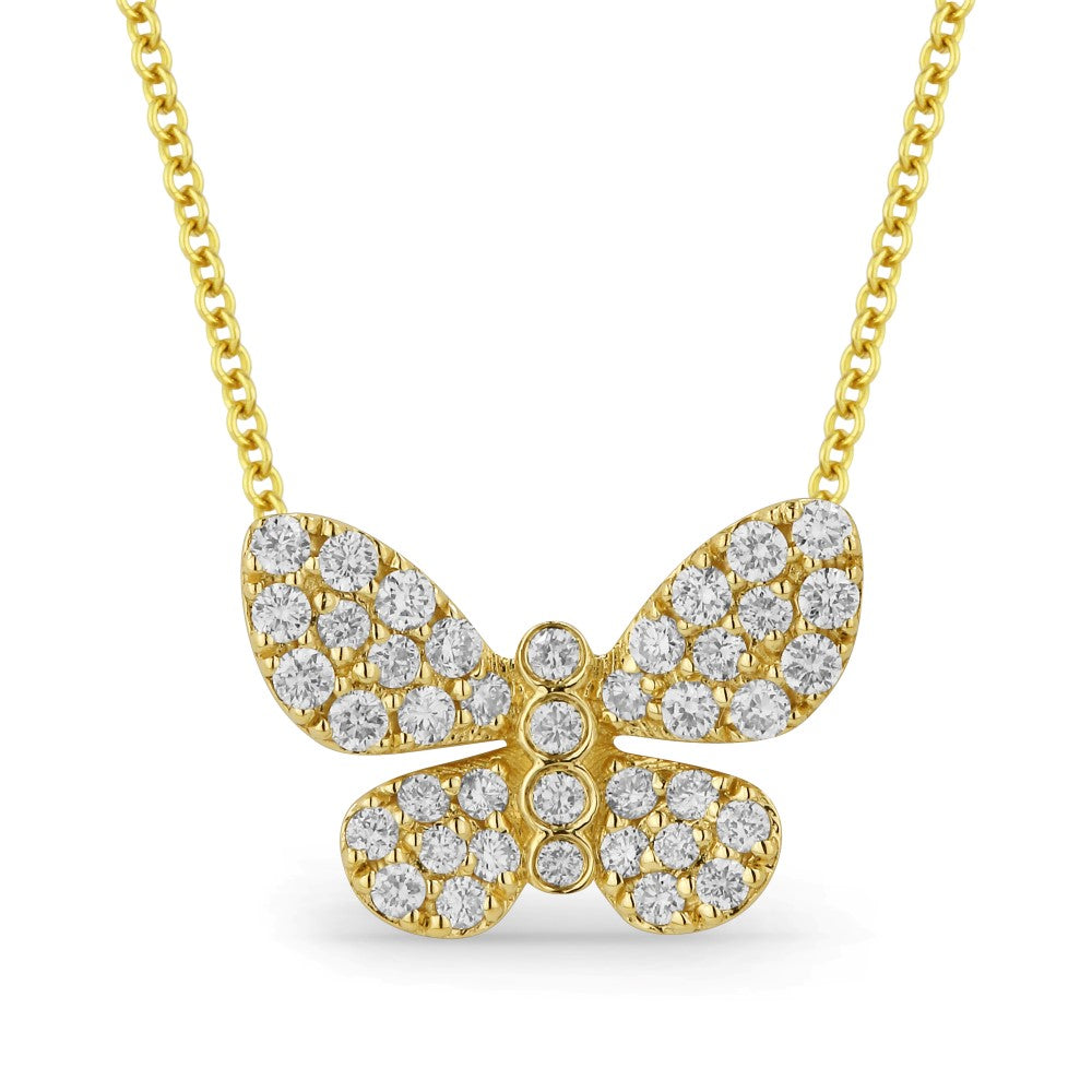 Beautiful Hand Crafted 14K Yellow Gold White Diamond Milano Collection Necklace