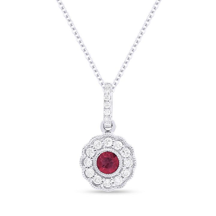 Beautiful Hand Crafted 14K White Gold  Ruby And Diamond Arianna Collection Pendant