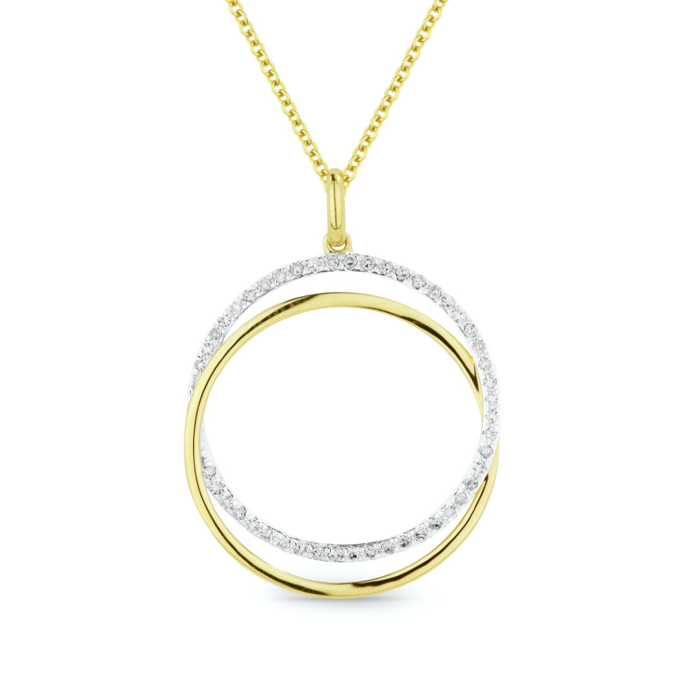 Beautiful Hand Crafted 14K Yellow Gold White Diamond Milano Collection Pendant