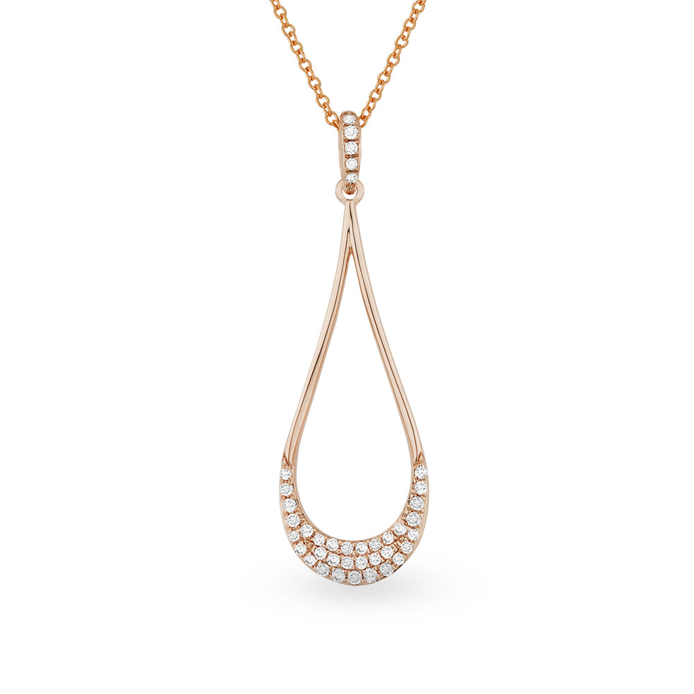 Beautiful Hand Crafted 14K Rose Gold White Diamond Milano Collection Pendant