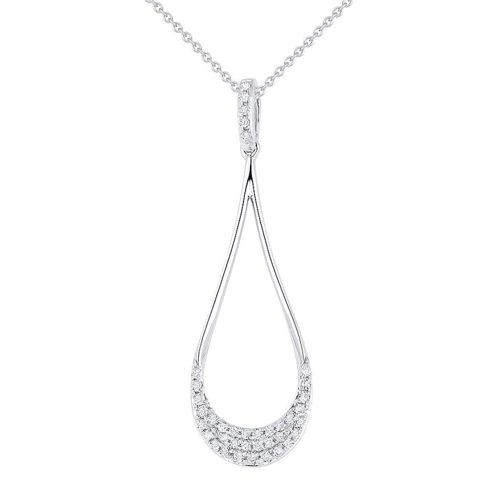 Beautiful Hand Crafted 14K White Gold White Diamond Milano Collection Pendant