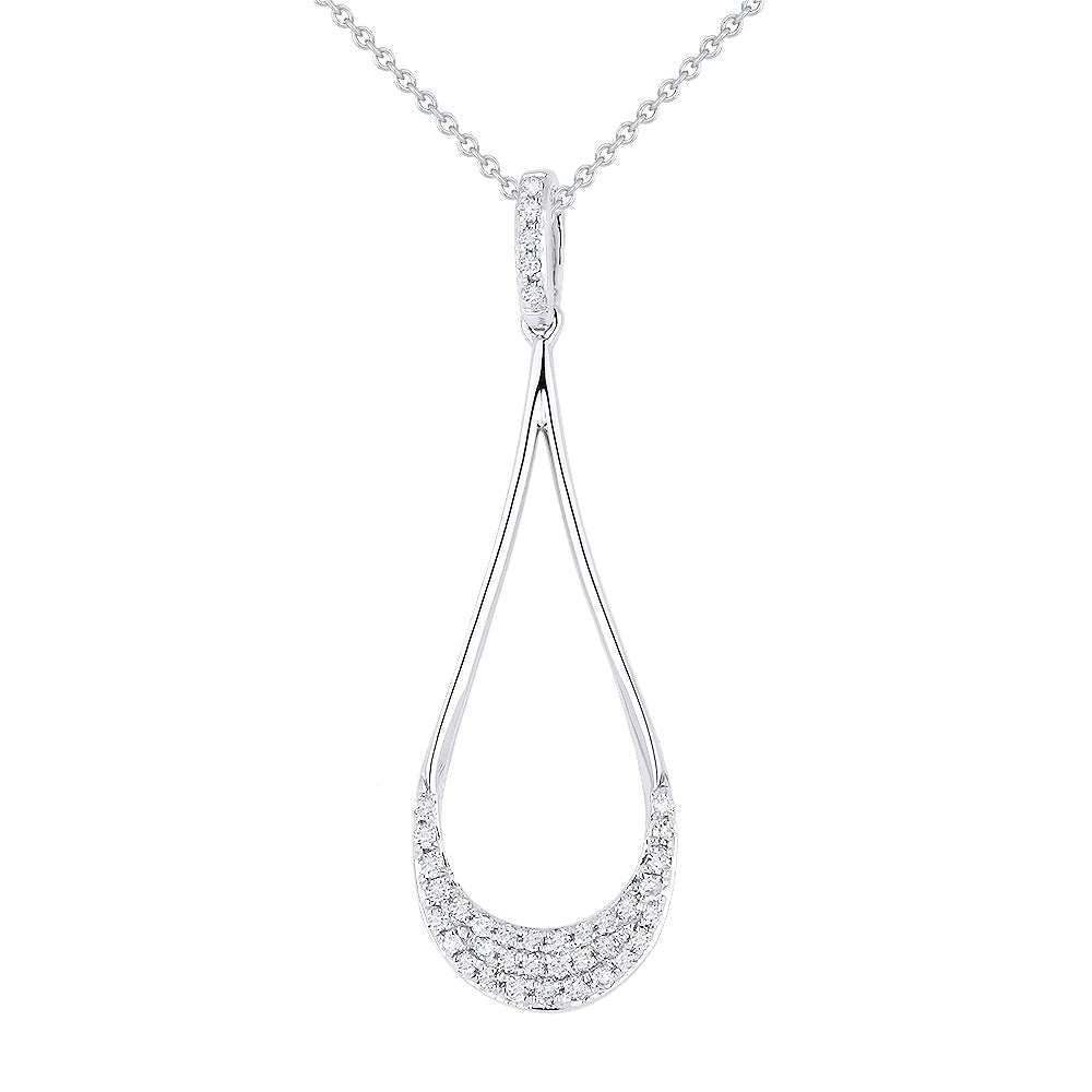 Beautiful Hand Crafted 14K White Gold White Diamond Milano Collection Pendant