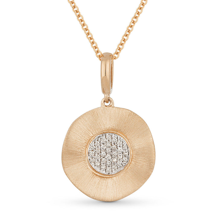 Beautiful Hand Crafted 14K Rose Gold White Diamond Milano Collection Pendant