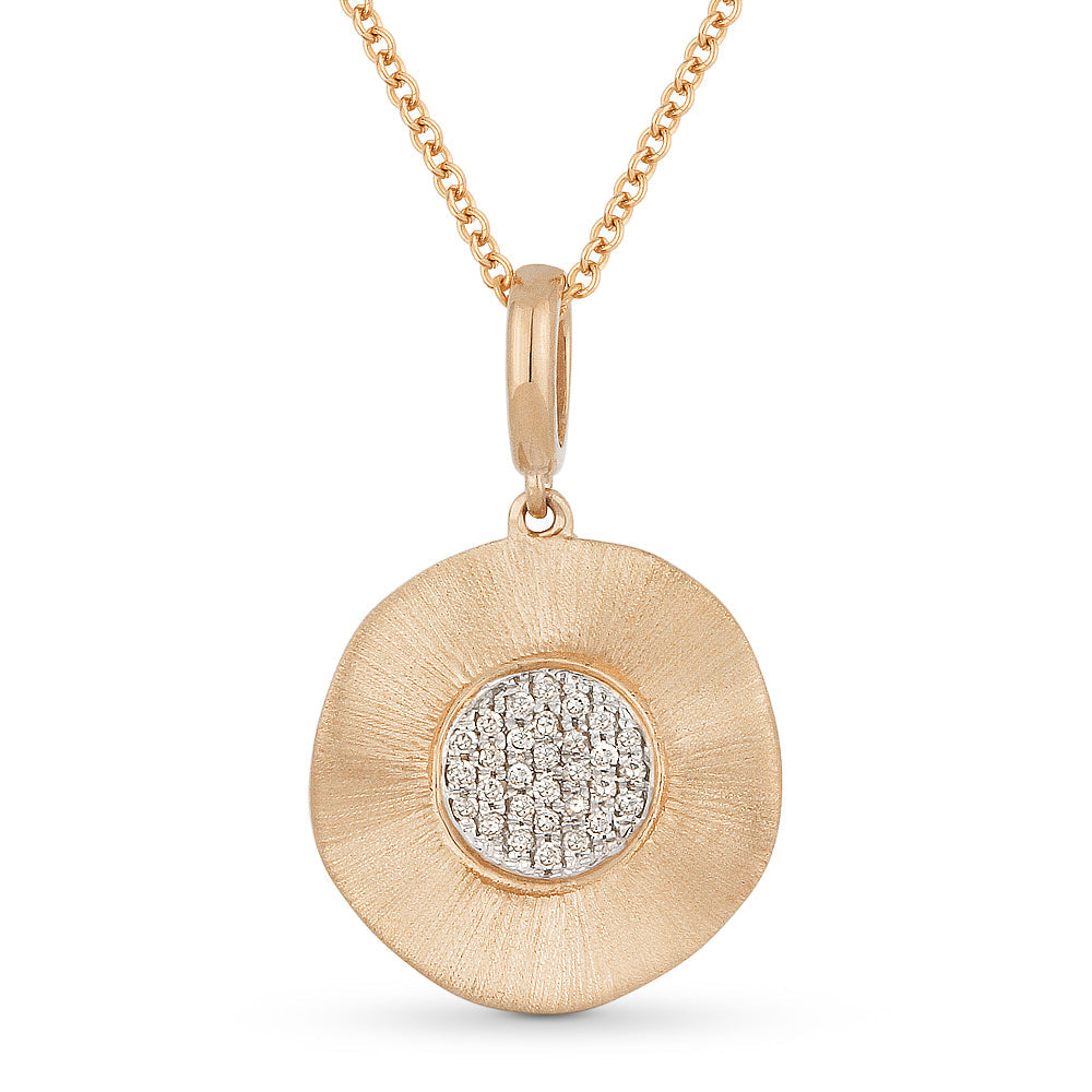 Beautiful Hand Crafted 14K Rose Gold White Diamond Milano Collection Pendant