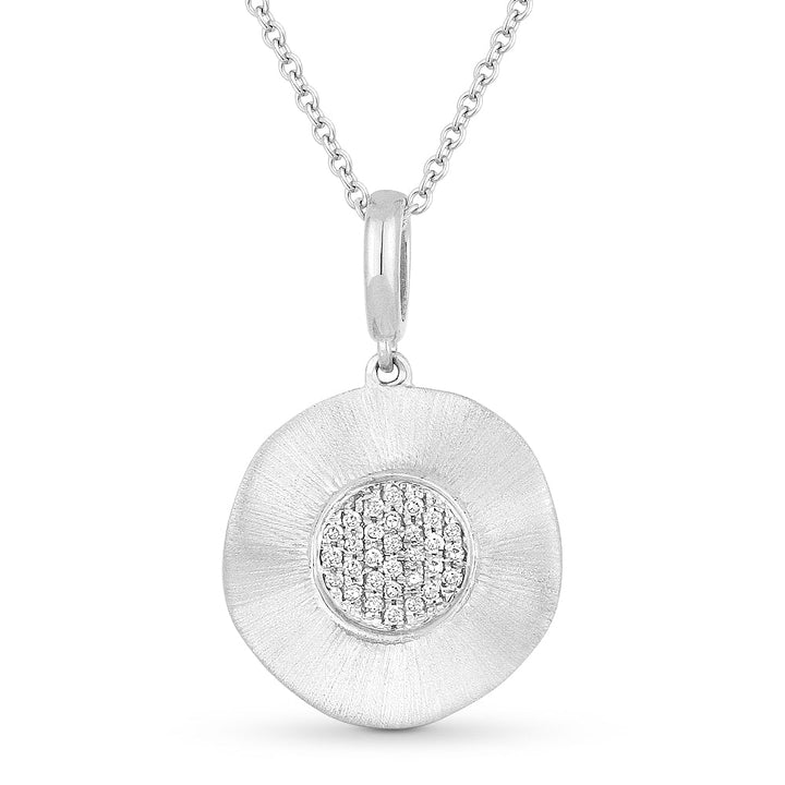 Beautiful Hand Crafted 14K White Gold White Diamond Milano Collection Pendant