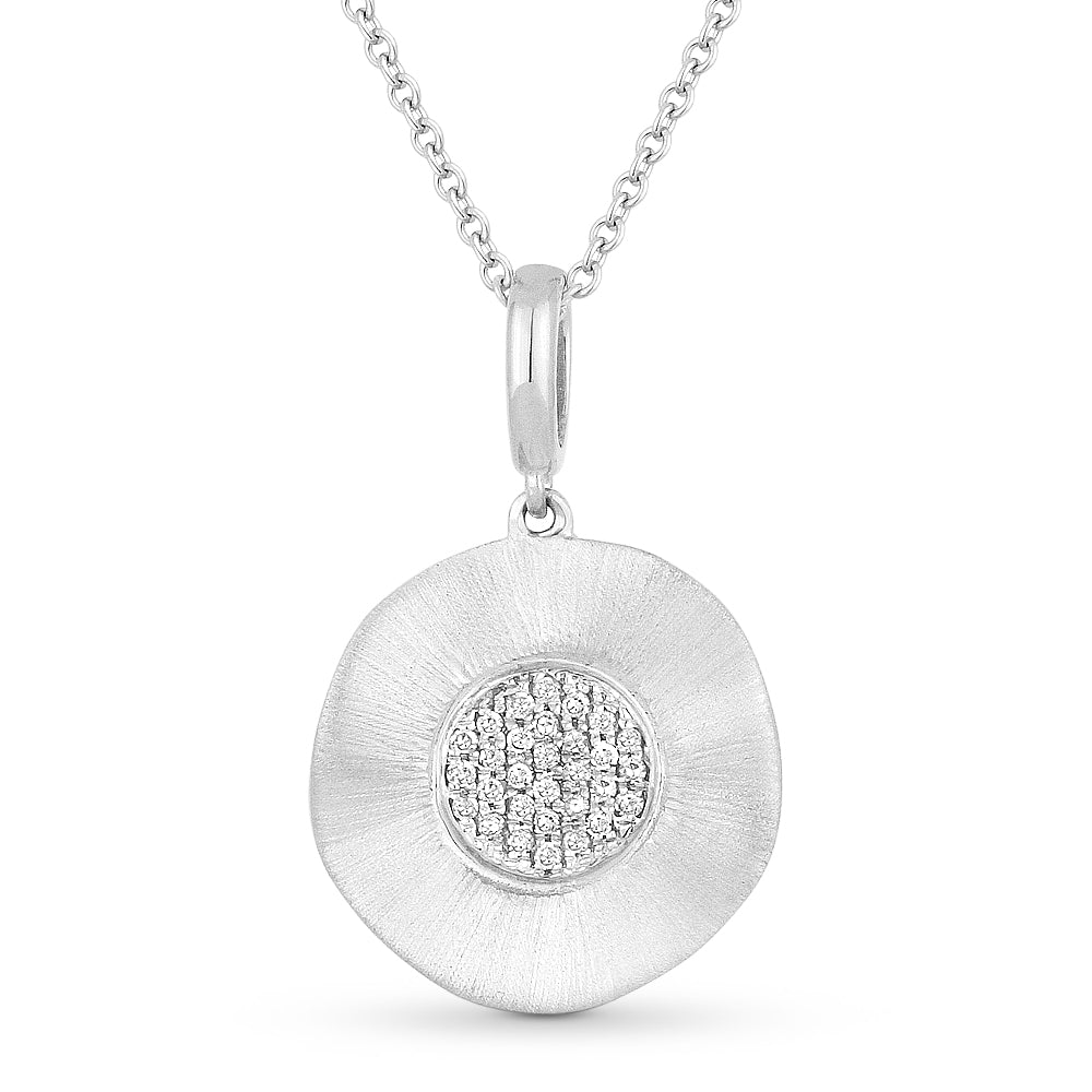 Beautiful Hand Crafted 14K White Gold White Diamond Milano Collection Pendant