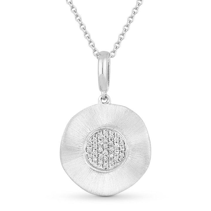Beautiful Hand Crafted 14K White Gold White Diamond Milano Collection Pendant